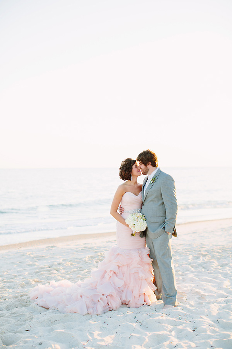 Blush Wedding Dress on the Beach